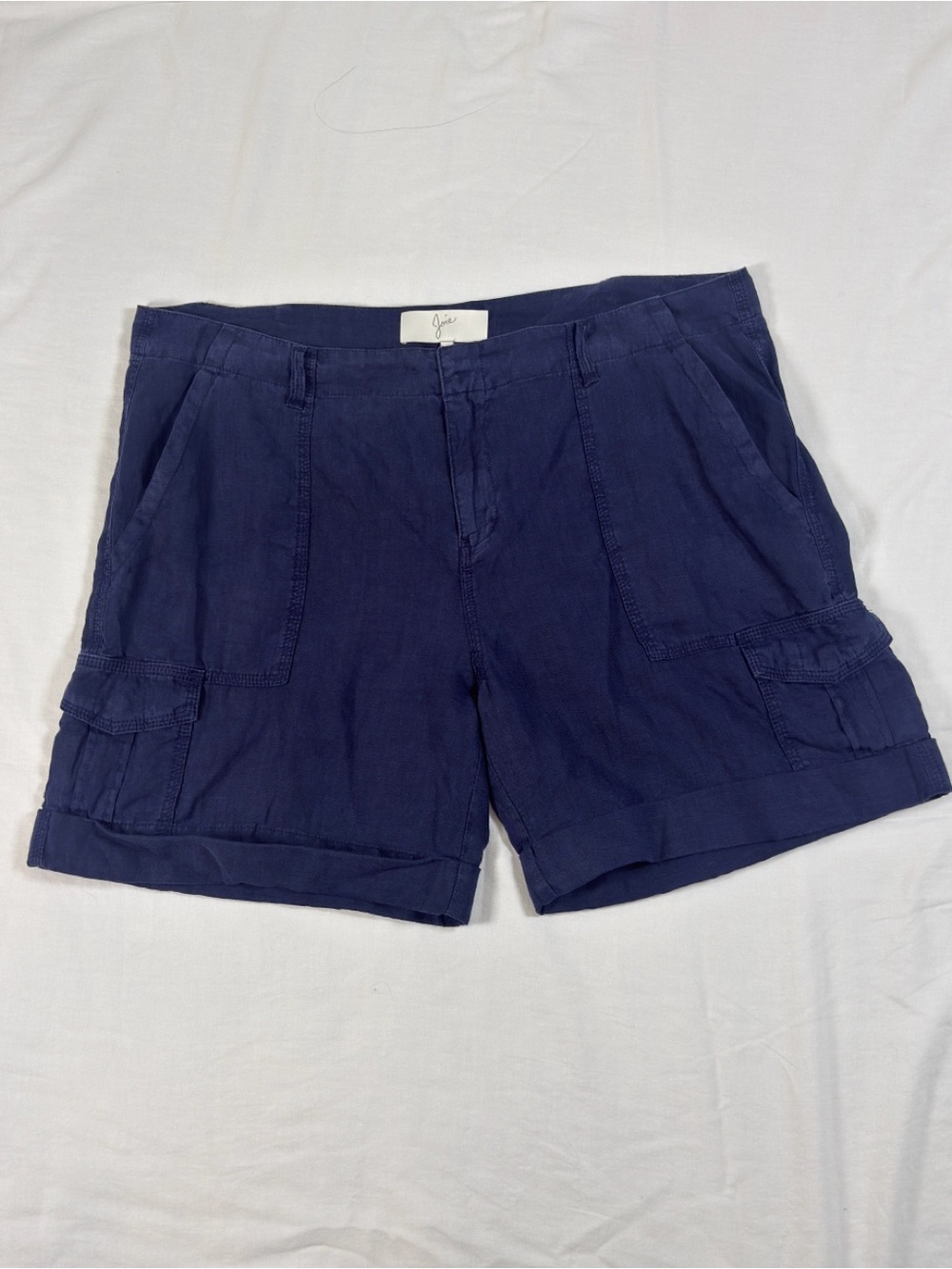 Joie Navy Linen Cargo Shorts